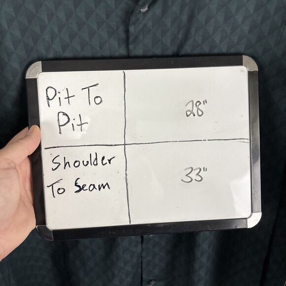 Shaquille O’Neal XLG Woven Dress Shirt 2XL Green Diamond Button Up NWT - Picture 5 of 5